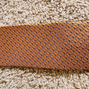 PRONTO UOMO orange copper narrow metallic regal shield tie pattern 100% silk EUC